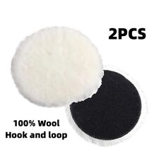2pcs 7in Polisher Wool Bonnet Pad With Hook Loop Auto Car Polish Buffer Set