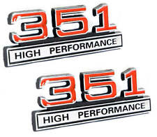 351 5.8 Engine High Performance Emblem Logo In Red Chrome Trim - 4 Long Pair