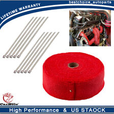 Red Manifold Exhaust Header Pipe Thermal Wrap Tape 10 Ties Kit 2 50ft Universal