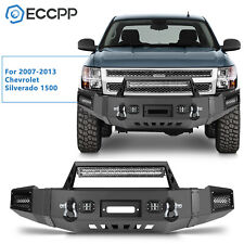 Powder Coated Front Bumper Assembly Wwinch Plate For Chevy Silverado 1500 07-13