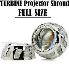 2x Turbine Full Size Shrouds Universal For Hid Xenon Led Projector Bezels Chrome