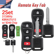 2 Set 4-button Remote Control Car Key Fob For Nissan Armada 2007-2015 Kbrastu15