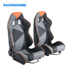 Universal Pairs Black Grayorange Stitching Pvc Leather Reclinable Racing Seats