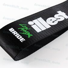 Jdm High Strength Bride Illest Tow Strap For Front Rear Bumper Towing Hook Blac