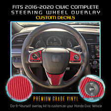 For 2016-2020 Honda Civic Steering Wheel Complete Trim Decals Matte Carbon Fiber