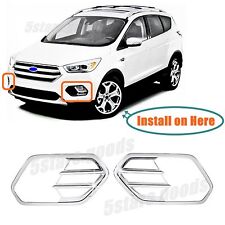 Accessories Chrome Pair Front Fog Light Covers For 2017-2019 Ford Escape Suv