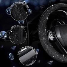 Crystal Car Steering Wheel Cover For Women Rhinestone Diamond Bling Black 15