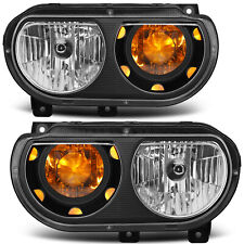 Headlights For 2008-2014 Dodge Challenger Black Headlamps Lhrh Oem Ch2502219