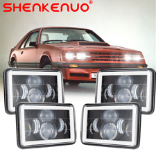 4x 4x6inch Led Headlights For Mustang 1979-1986 Highlow Beam Drl Halo Lamps