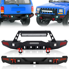 Rear Front Bumper For 1984-2001 Jeep Cherokee Xj 24 Doors Off-road Led Lights