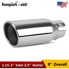 Adjustable 1.15-2 Inch Inlet Exhaust Tip 3.5 Outlet 9 Long Stainless Steel