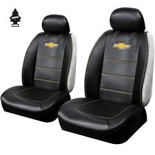 New Pair Chevy Synthetic Leather Sideless Car Truck Front Seat Covers With Gift