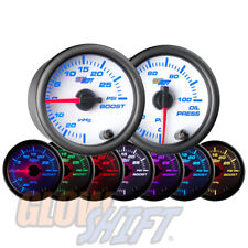 Glowshift White 7 52mm Turbo Boost Vacuum Electronic Oil Pressure Gauges