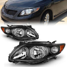 For 2009 2010 Toyota Corolla Black Housing Headlights Headlamps Leftright Side