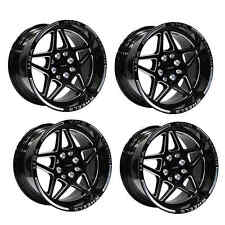 4x Vms Delta 15x8 Black Polished Drag Racing Rims Wheels 4x100 4x114.3 Et20