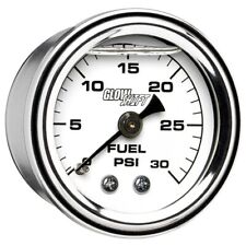 Glowshift Liquid Filled 30 Psi Mechanical Fuel Pressure Gauge White Dial 1-12