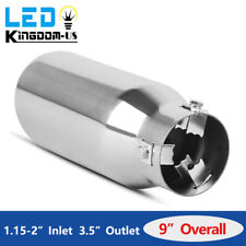 Universal Exhaust Tip 1.15 - 2 Inlet 3.5 Outlet 9 Long Polished Bolt-on Pipe