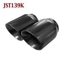 Jst139k Pair 2.5 Black Round Exhaust Tips 2 12 Inlet 4 Outlet 5 Long