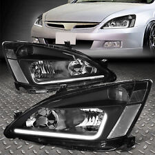 Led Drlfor 2003-2007 Honda Accord Black Housing Clear Side Headlightlamp Set