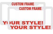 2 Custom Personalized White With Red Letters Customized License Plate Frame