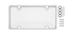 New Combo Chrome Plastic License Plate Frame Clear Shield Cover Holder