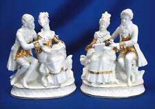 Pair White Gold 18th Century Dressed Figurines By Ernst Bohne