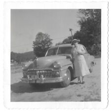 1950 Desota Car Vintage Photo Older Woman W Connecticut License Plate Automobile
