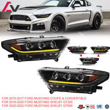 Headlights For 2015 2016 2017 Ford Mustang Gt Led Drl Sequential Signal Lamp Set