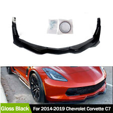 Front Lip Splitterside Winglets For 14-19 Corvette C7 Z06 Stage 3 Gloss Black