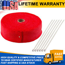 2 X 50ft Red Exhaust Header Fiberglass Heat Wrap Tape With 10 Steel Ties Kit Us