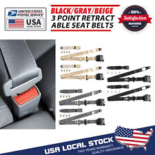 Car Vehicle 3 Point Safety Seat Belt Straps Kit Retractable Adjustable Universal