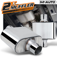 2x Chrome 2.5center Inletoutlet Stainless Steel Race Chambered Exhaust Muffler