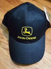 John Deere Black Hat Gold Logo Adjustable Snap Back Baseball Cap New