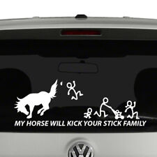 My Horse Will Kick Your Stick Figure Family Vinyl Decal Sticker