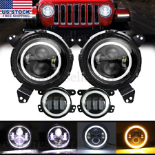 For Jeep Wrangler Jl Jlu Gladiator Jt 2018-2023 9 Combo Led Headlights Halo Drl