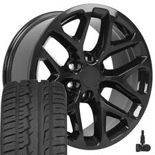 20 Black 5668 Rims 27555r20 Tires Tpms Set Fits Sierra Yukon Cv98 20x9