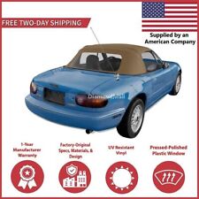 1990-05 Mazda Miata Convertible Soft Top W Dot Approved Plastic Window Tan