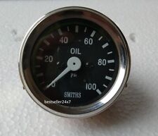 Smith Black Oil Pressure Gauge 0-100 Psi Chrome Bezel