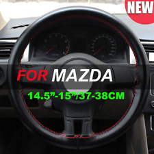 2024 New15 Black Red Diy Steering Wheel Cover Genuine Leather For Mazda