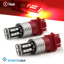 Syneticusa 3157 Led Red Brake Strobe Flash Stop Parking Rear Light Safety Bulbs