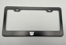 Laser Engraved Decepticon Transformers Black Stainless Steel License Plate Frame