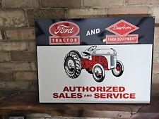 Giant Old 1959 Ford Tractor Sales Service Dealership Porcelain Sign 16.5 X11