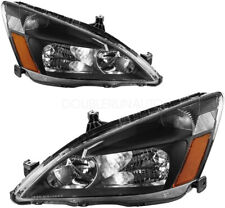 Black Headlights For 2003-2007 Honda Accord Amber Corner Pair Headlamps Lhrh