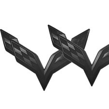 2pc Gloss Black Corvette C7 Frontrear Emblem Badge 2014-2017 Cross Flag Symbol