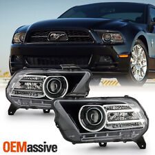 For 2010-2014 Ford Mustang Halogen Upgrade Projector Headlights Wled Tube Drl