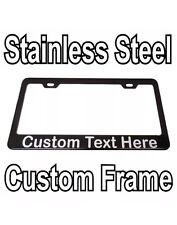 Custom Laser Engrave Black Stainless Steel Metal License Plate Frame With Text