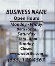 Custom Business Store Hour Sign Vinyl Decal Window Door 11x9 Exterior Interior