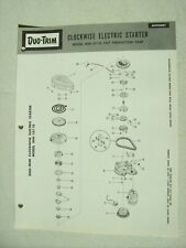 Original Reo Model Mw-10110 Clockwise Electric Starter Parts List 1957