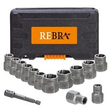 Rebra Nut Bolt Extractor Set With Hex Adapter Easy Out Lug Nut Remover Socke...