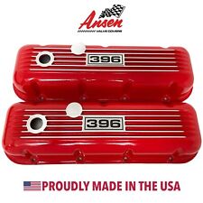 Big Block Chevy 396 Valve Covers Classic Finned - Red - Ansen Usa